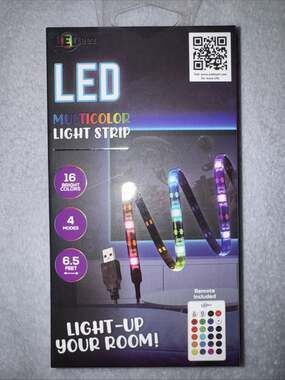 LED Light Strip 6.5ft Multicolor 16 Colors 4 Modes Remote